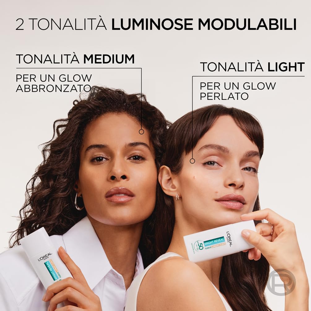 L'Oréal Paris Fluido UV Anti-Macchie, Per Tutti i Tipi di Pelle, Incarnato Luminoso, Macchie Scure e imperfezioni Meno Visibili, Con Niacinamide e SPF50, Bright Reveal, Tonalità: Light, 50 ml
