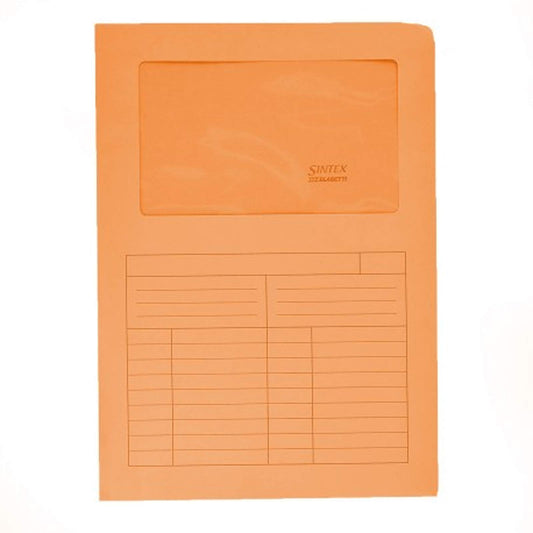 Aurora Store.it - Cartellina con Finestra Arancione - 50 Cartelline in Cartoncino per Atti Sintex - Dimensioni 22x31 cm - Spessore 120 Gr./mq - Confezione da 50