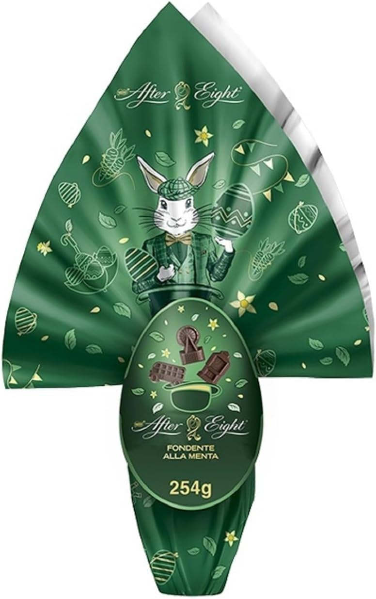 CG94! AFTER EIGHT Uovo di Pasqua 2025 Cioccolato Fondente alla Menta contine all'interno con 3 cioccolatini 254g 12537921 + 2 cialde lucky caffe' in omaggio