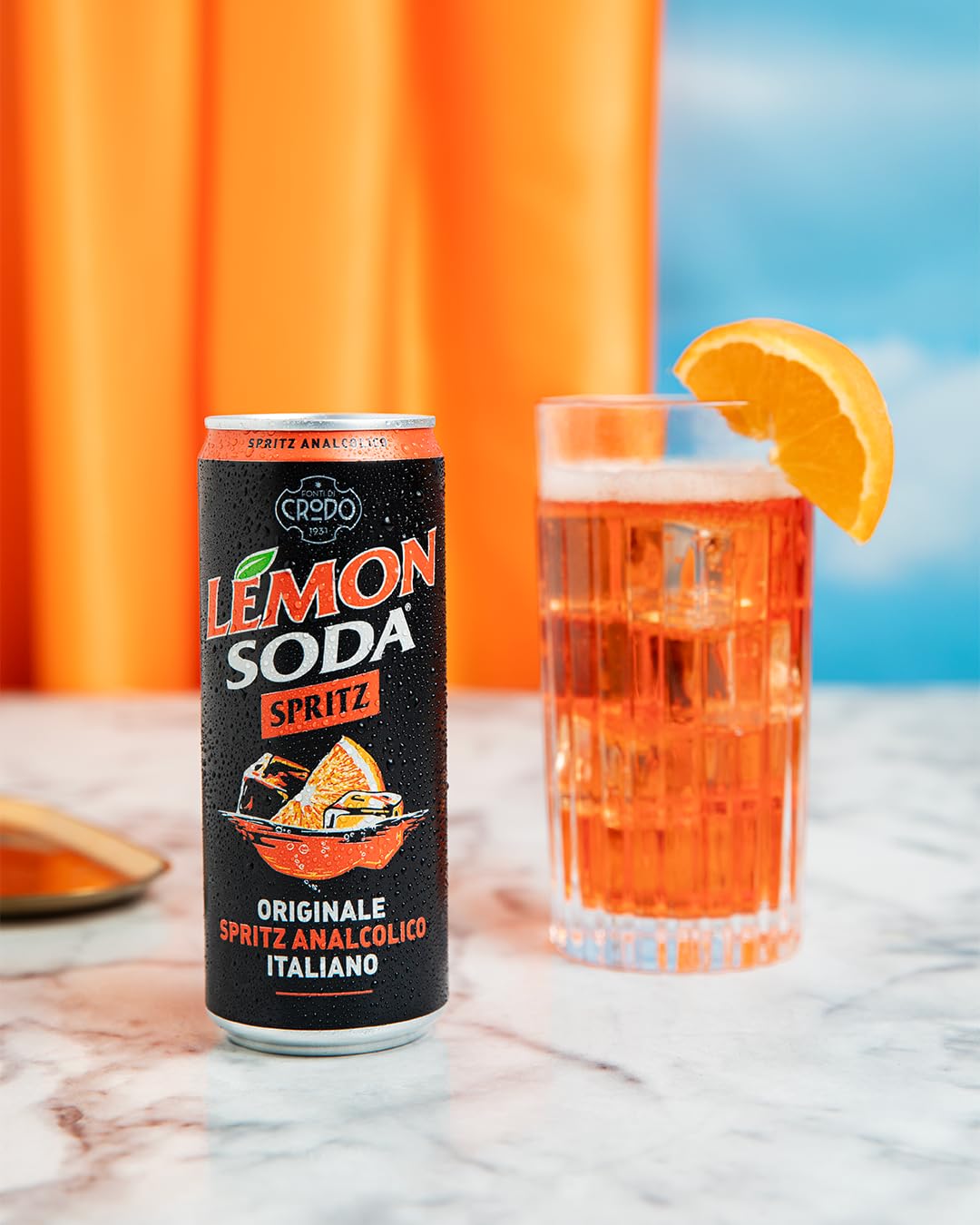 Lemonsoda Spritz | Bevanda Rinfrescante Analcolica Gusto Spritz, 24 Lattine da 33 cl, Senza Alcol, con Acqua delle Fonti di Crodo