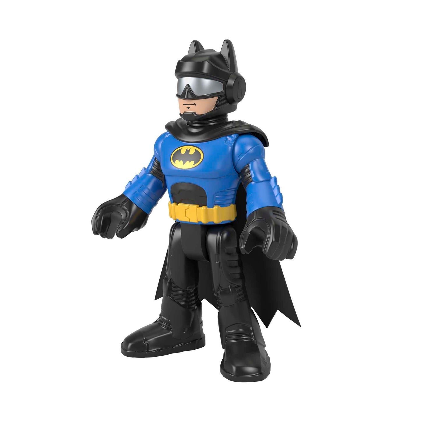 Fisher-Price Imaginext DC Super Friends - Batman XL Motociclista Blu, Personaggio snodato Alto piĂą di 25 cm con Morbido Mantello in Tessuto, Giocattolo per Bambini, 3+ Anni, HML40