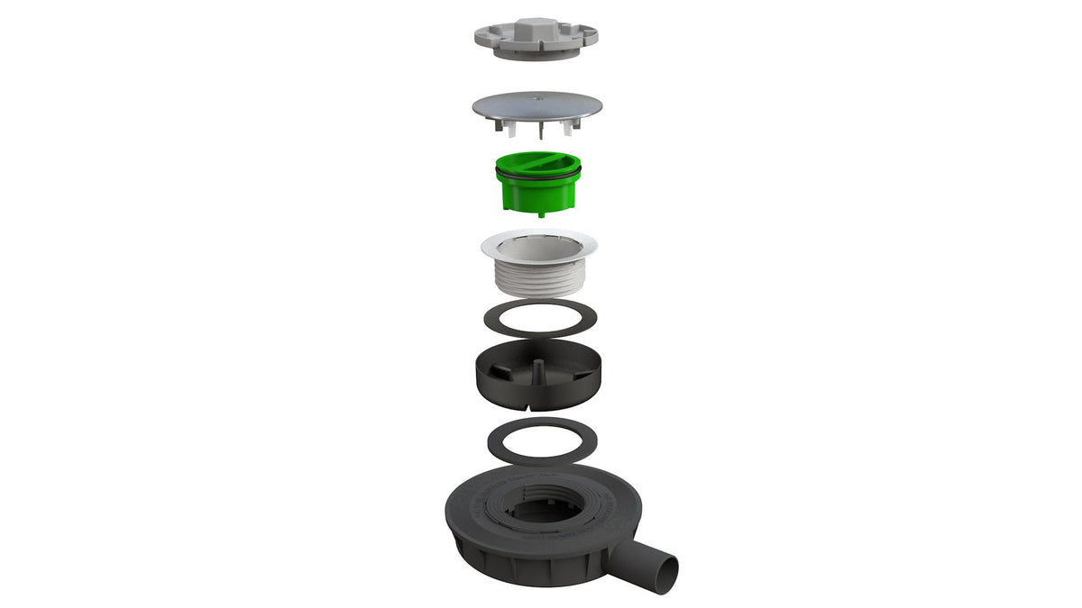 Bonomini 5220CR40S7 Sifone “LYONNAISE” per piatti doccia ultra sottili, con coperchio plastica, Nero, cromato