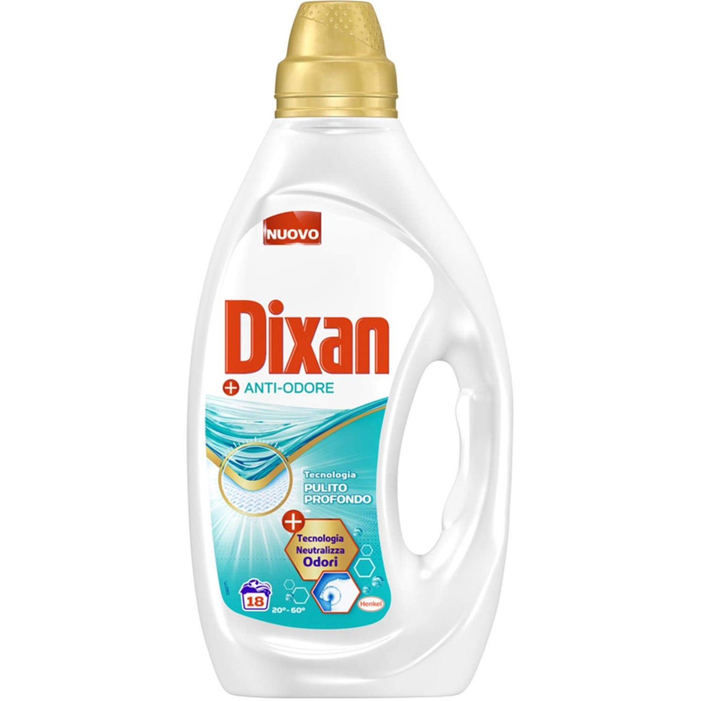 Dixan Detersivo Liquido per Lavatrice, Antiodore, 18 Lavaggi