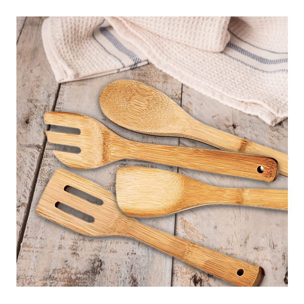 CG94 Set 4 Mestoli in Bamboo con Contenitore