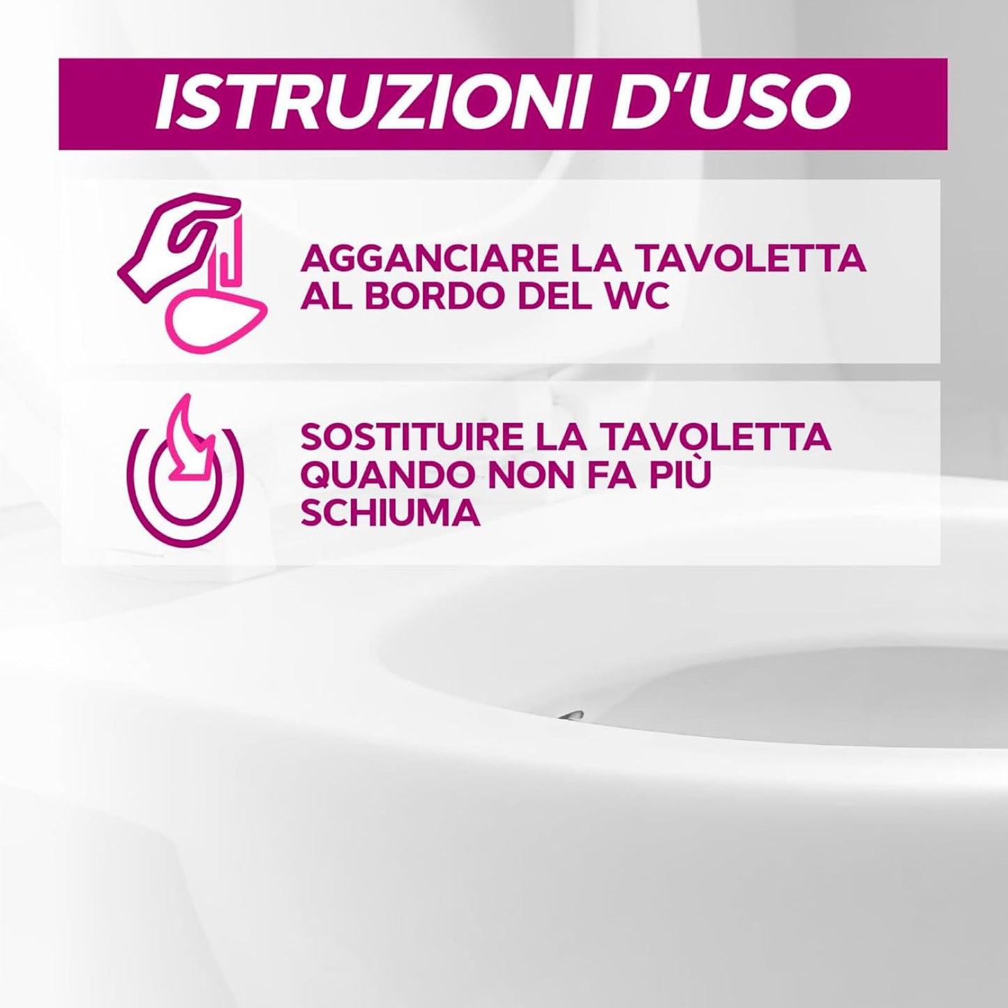 Wc Net - Tavoletta Style Active, Detergente Igienizzante Solido per WC, Fragranza Pink Harmony, 8 Pezzi
