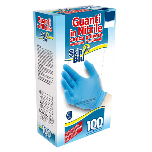 MONOUSO GUANTI IN NITRILE SKIN BLU Taglia XL Senza polvere Monouso Ambidestro Colore: blu Ipoallergenico