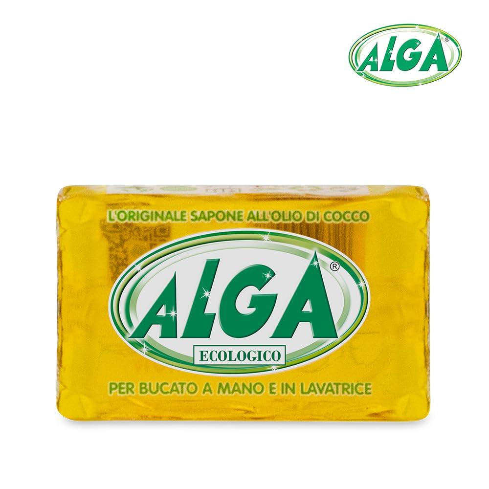 ALGA Puro Sapone Detersivo 100% Ecologico e Biodegradabile per bucato a mano e in lavatrice - 2 pezzi da 400gr l'uno - totale 800gr