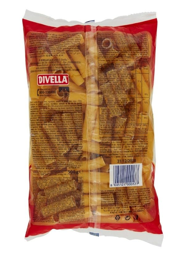 DIVELLA PASTA DI SEMOLA DI GRANO DURO RIGATONI 17 GR 500 X 24