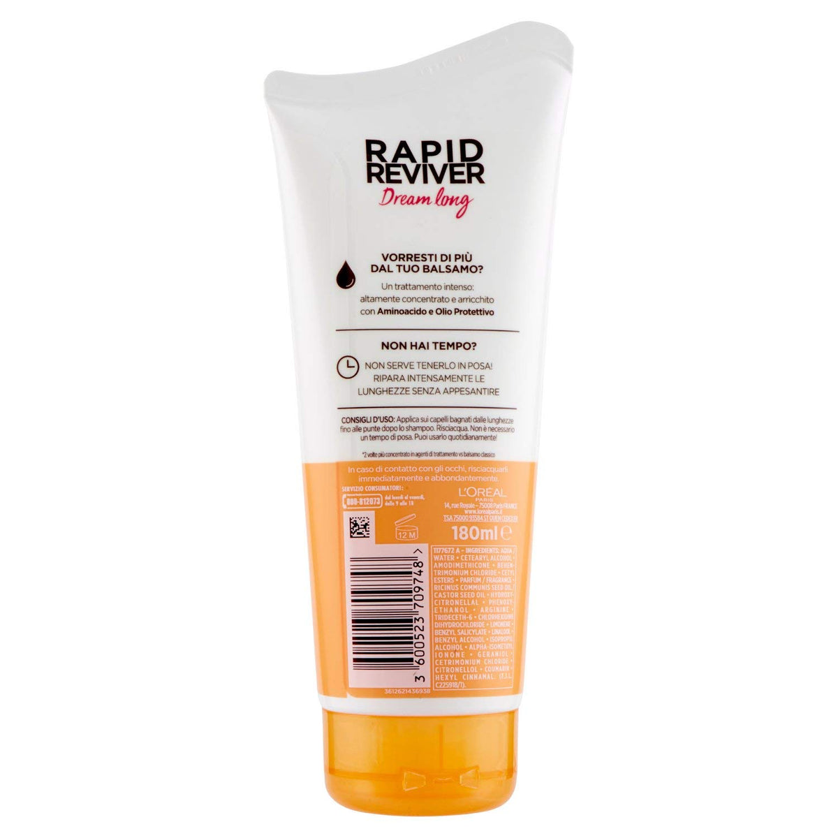 L'Oréal Paris Elvive Rapid Reviver Balsamo Intensivo Istantaneo per Capelli Lunghi e Danneggiati, 210ml