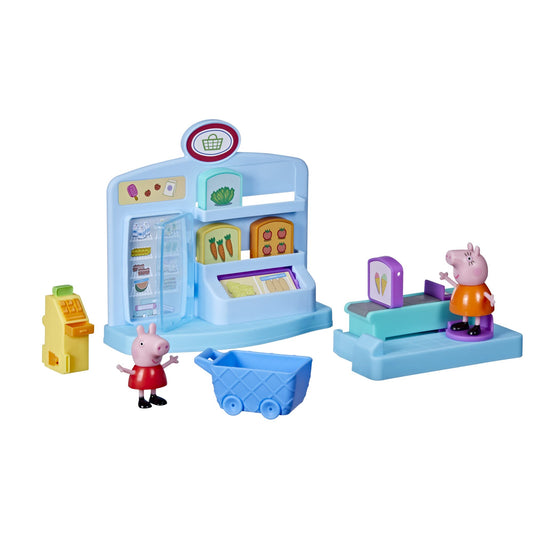 Peppa Pig Hasbro playset Peppa al Supermercato, Giocattolo per età prescolare, Include 2 Action Figure e 8 Accessori a Tema, dai 3 Anni in su, Colore Come Indicato, Medium, 5010994137618