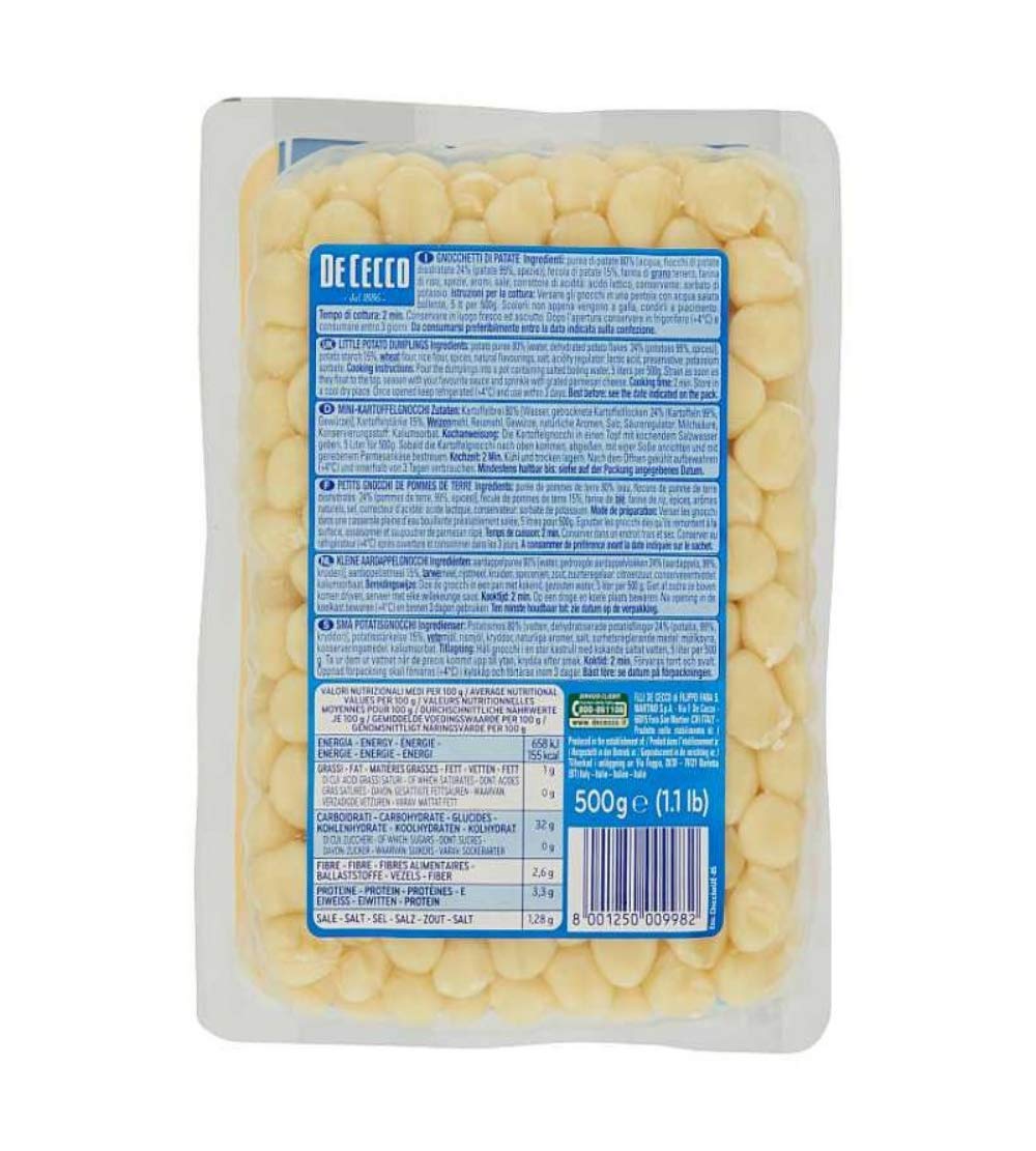 De Cecco Chicche Di Patate Gnocchi di patate 19oz 500gr, confezione da 2