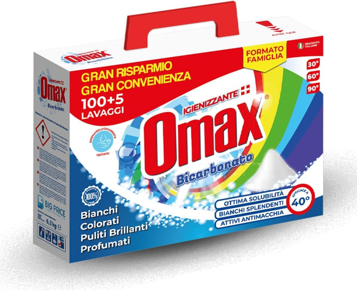 DETERSIVO LAVATRICE IN POLVERE IGIENIZZANTE 105 LAVAGGI BICARBONATO - MAXI FORMATO FAMIGLIA