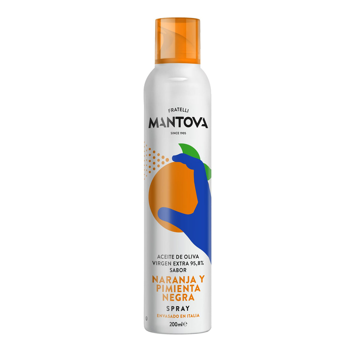 Arancia e Pepe Nero Spray in Olio Extra Vergine di Oliva 200ml - Olio Spray italiano – Sprayleggero – 100% Naturale,100% Leggero, 100% Facile - Con lo spray risparmi fino al 90% di prodotto