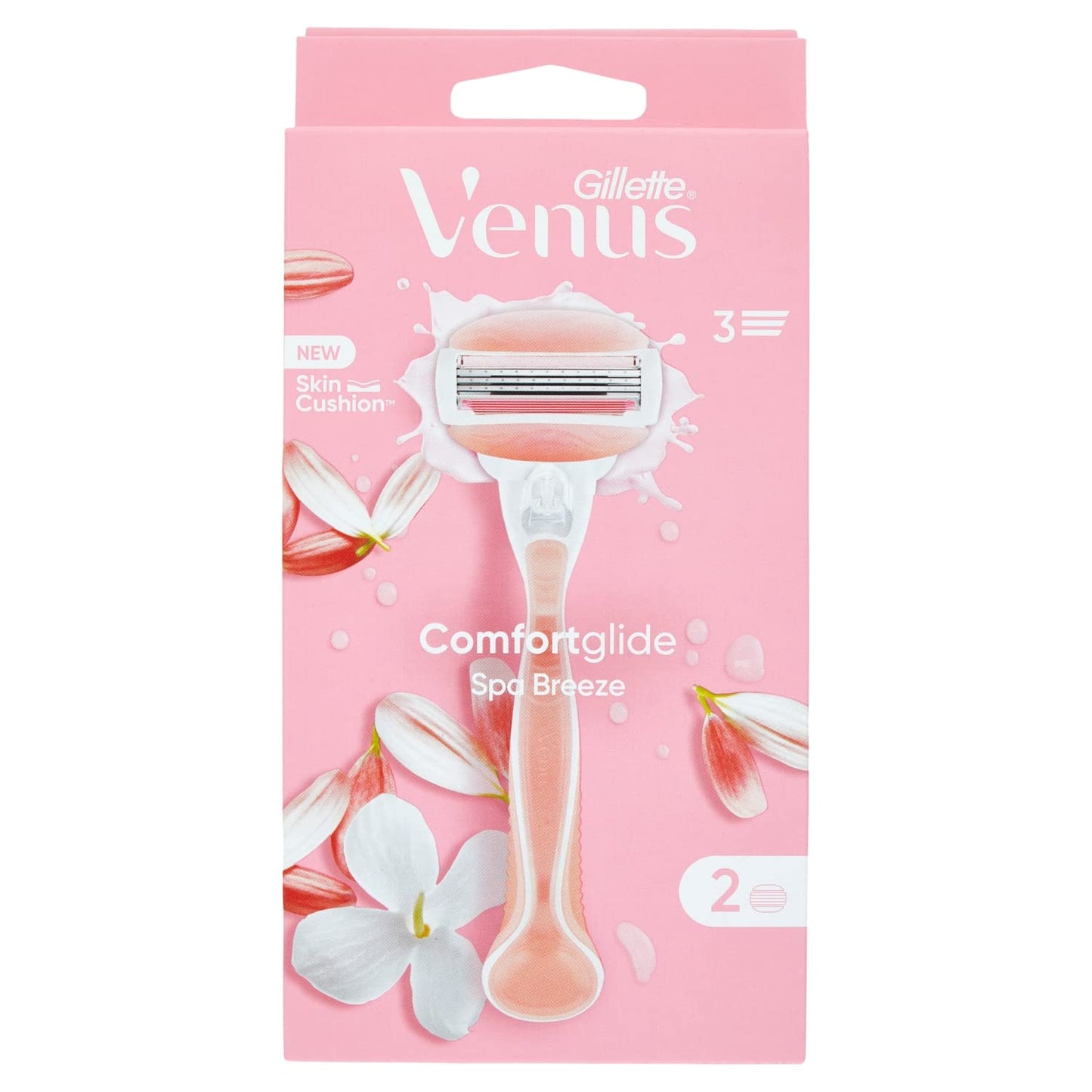 Gillette Venus ComfortGlide Spa Breeze Rasoio Donna Con 2 Lamette Di Ricambio, Manico Ergonomico E Supporto Per Doccia