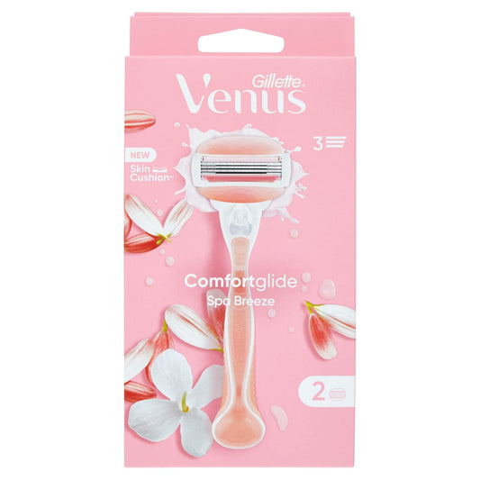 Gillette Venus ComfortGlide Spa Breeze Rasoio Donna Con 2 Lamette Di Ricambio, Manico Ergonomico E Supporto Per Doccia