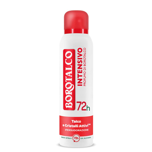 Borotalco, Deodorante Spray Intensivo, Formula Senza Alcool e con Talco a Cristalli Attivi, Ipersudorazione, Profumo di Borotalco, 72h di Efficacia - 1 Flacone da 150 ml