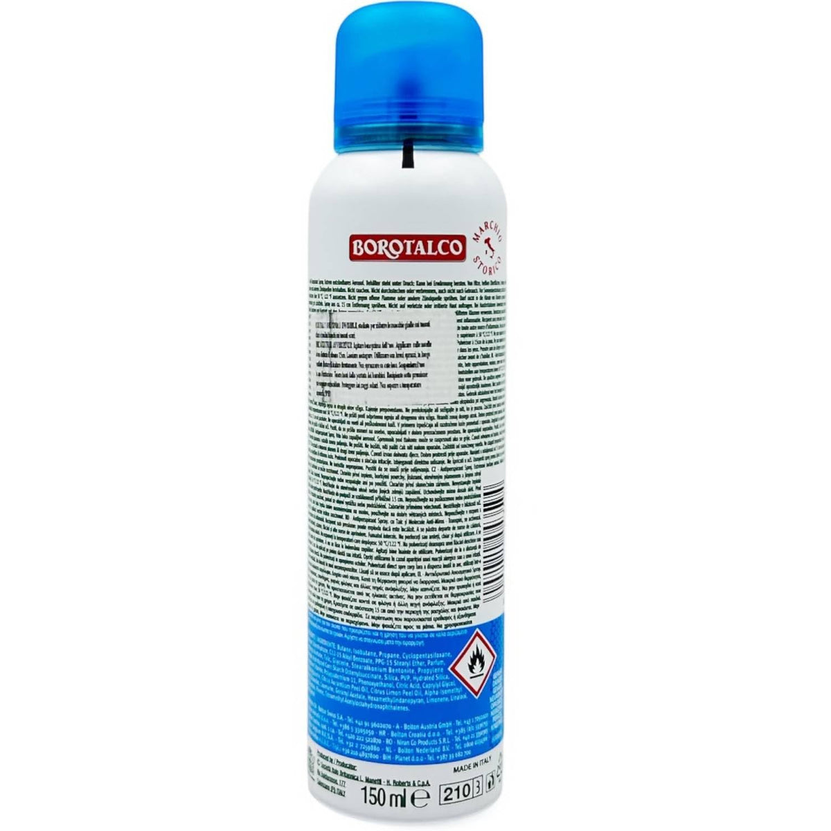 Borotalco Active Deodorante Uomo Anti-Odore Con Talco Al Profumo Di Sali Marini Spray 48H 150 Ml