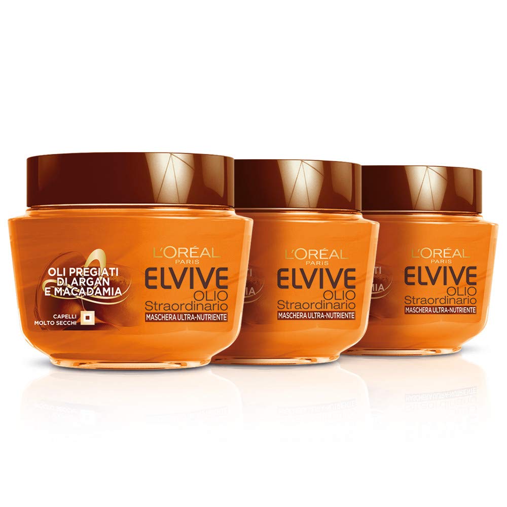 Elvive l'Oréal Paris Elvive Maschera Nutriente per Capelli Secchi o Spenti Olio Straordinario - 300 ml