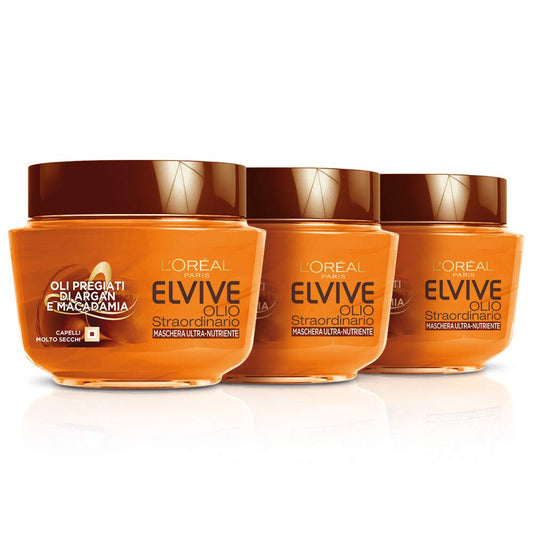Elvive l'Oréal Paris Elvive Maschera Nutriente per Capelli Secchi o Spenti Olio Straordinario - 300 ml