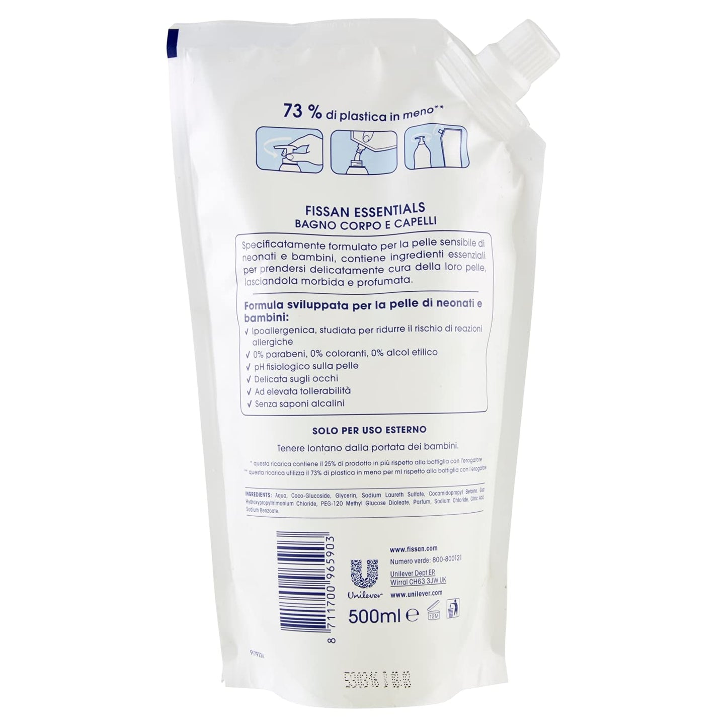 Fissan Ricarica Bagno Corpo e Capelli, 500ml