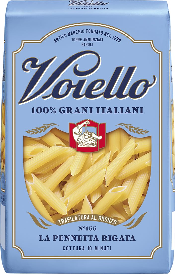 Voiello Pasta Penne Ziti Rigate n.155, 500g, Grani 100% Italiani, Trafilatura Al Bronzo