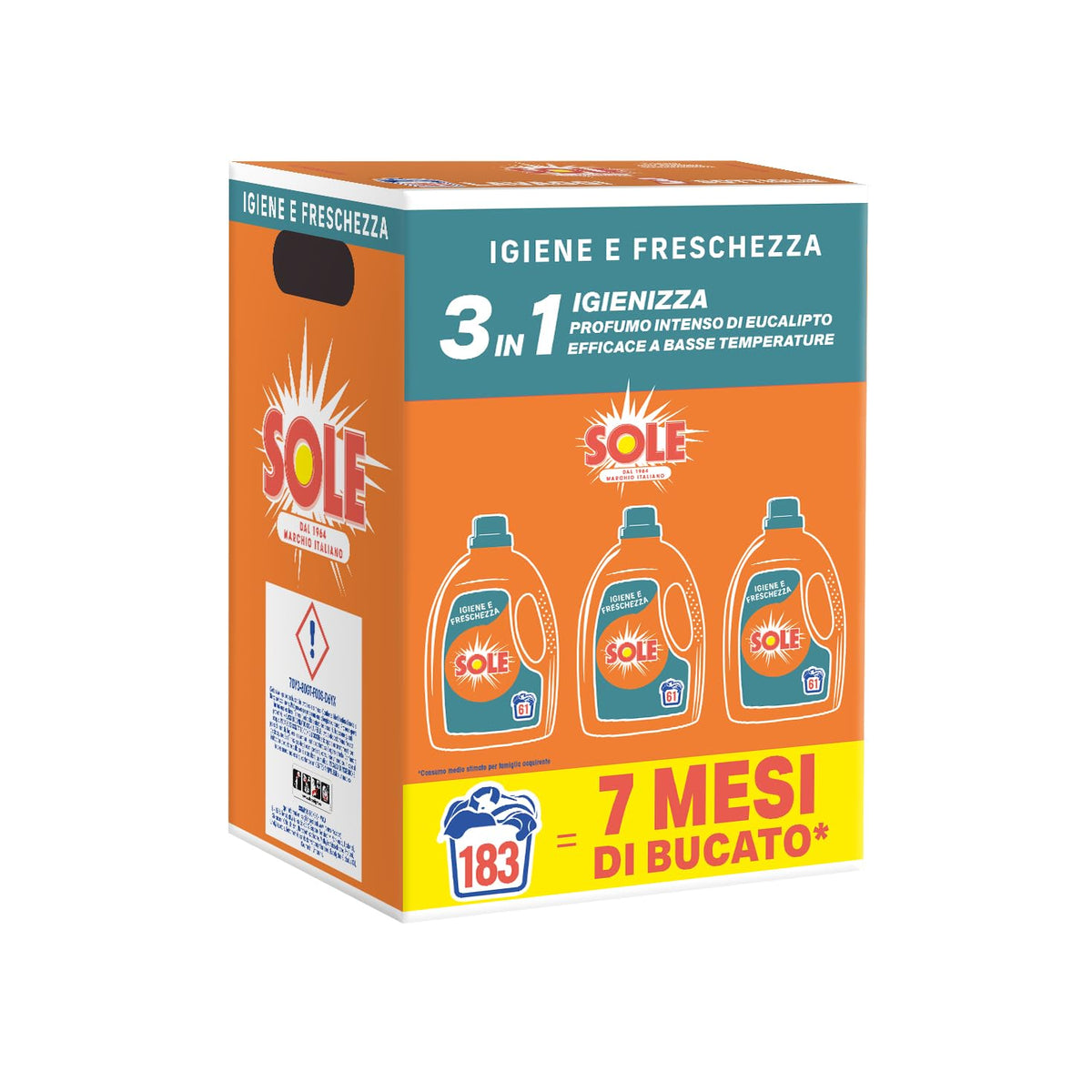 Sole Detersivo Lavatrice Igiene e Freschezza 41 Lavaggi, Formula igienizzante, Detersivo Lavatrice Liquido Igiene e Freschezza rimuove le macchie a basse temperature