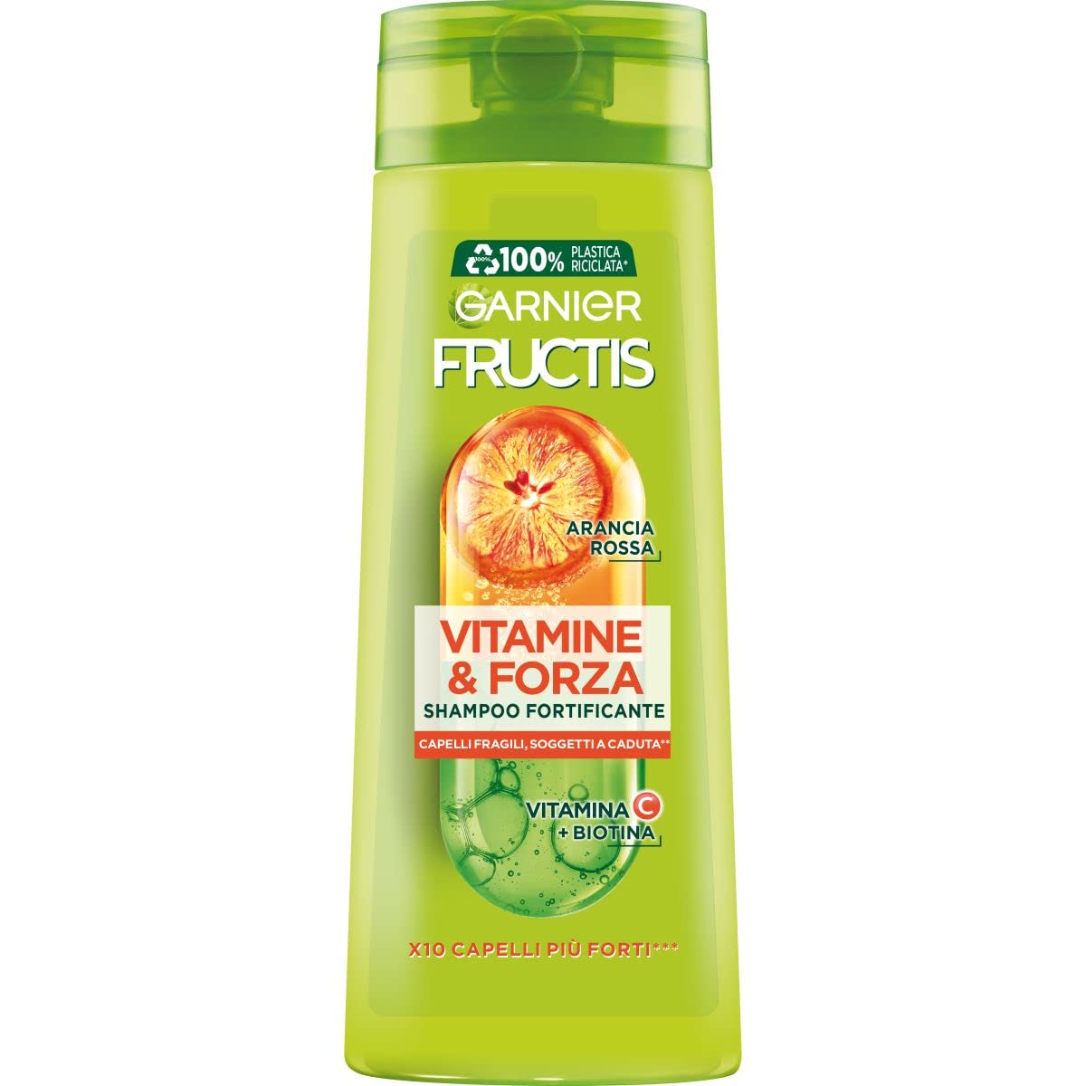 Garnier Fructis Vitamine&Forza, Shampoo Fortificante per Capelli Fragili e Soggetti a Rottura, Formula Arricchita con Vitamine per Capelli 10 Volte più Forti, 250 ml
