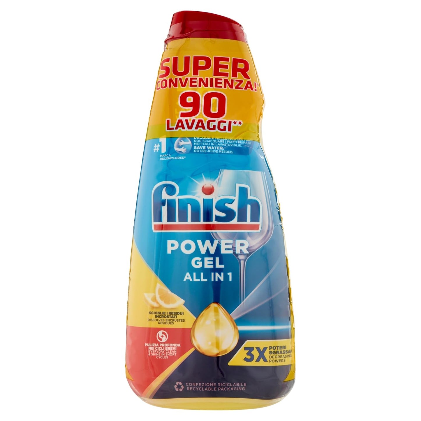 Finish Power Gel Lemon 3 x 30 lavaggi liquido lavastoviglie 3 x 600 ml