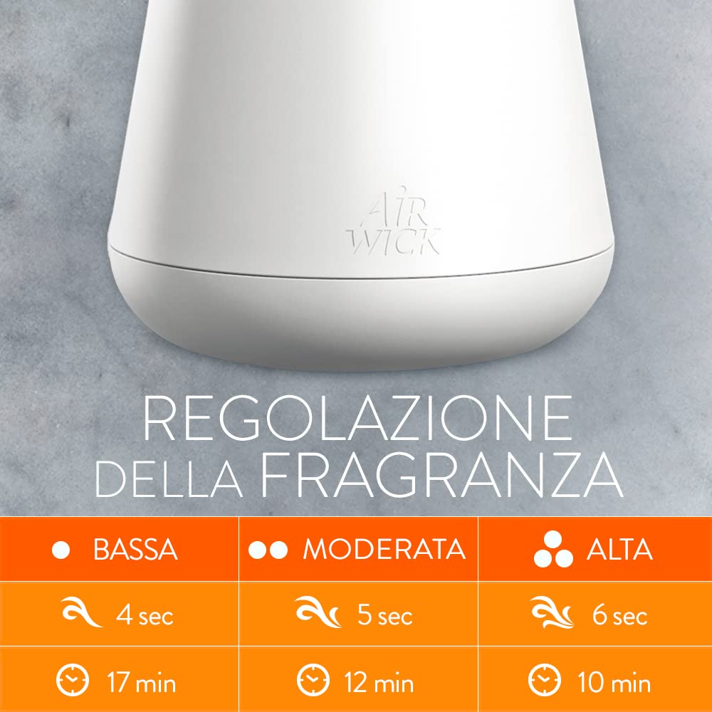 Airwick Diffusore di Fragranza con Oli Essenziali e Ricarica Fragranza, Mandarino e Arancia Dolce, Citrice, Rubicondo, 2 Unità, Confezione da 1