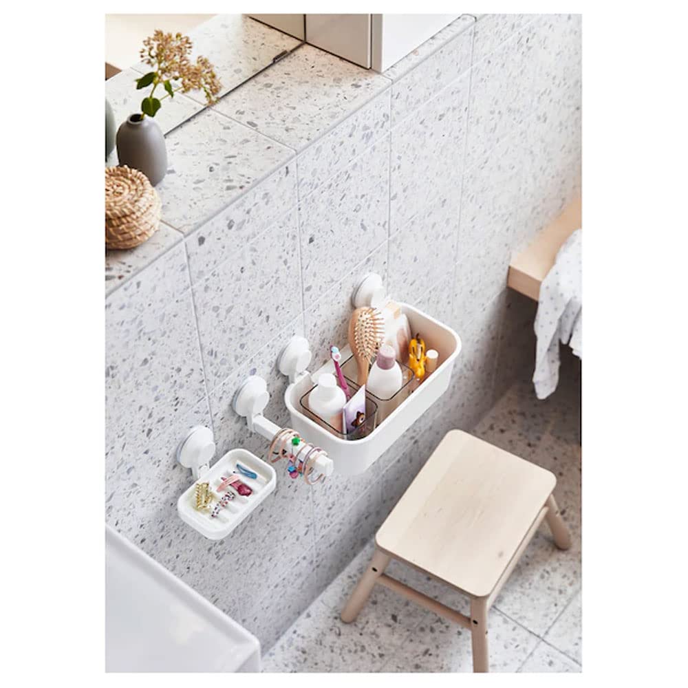Ikea Tisken - Cestino con ventosa per riporre oggetti, colore: bianco (policarbonato, gomma sintetica, plastica ABS, confezione da 1,00)
