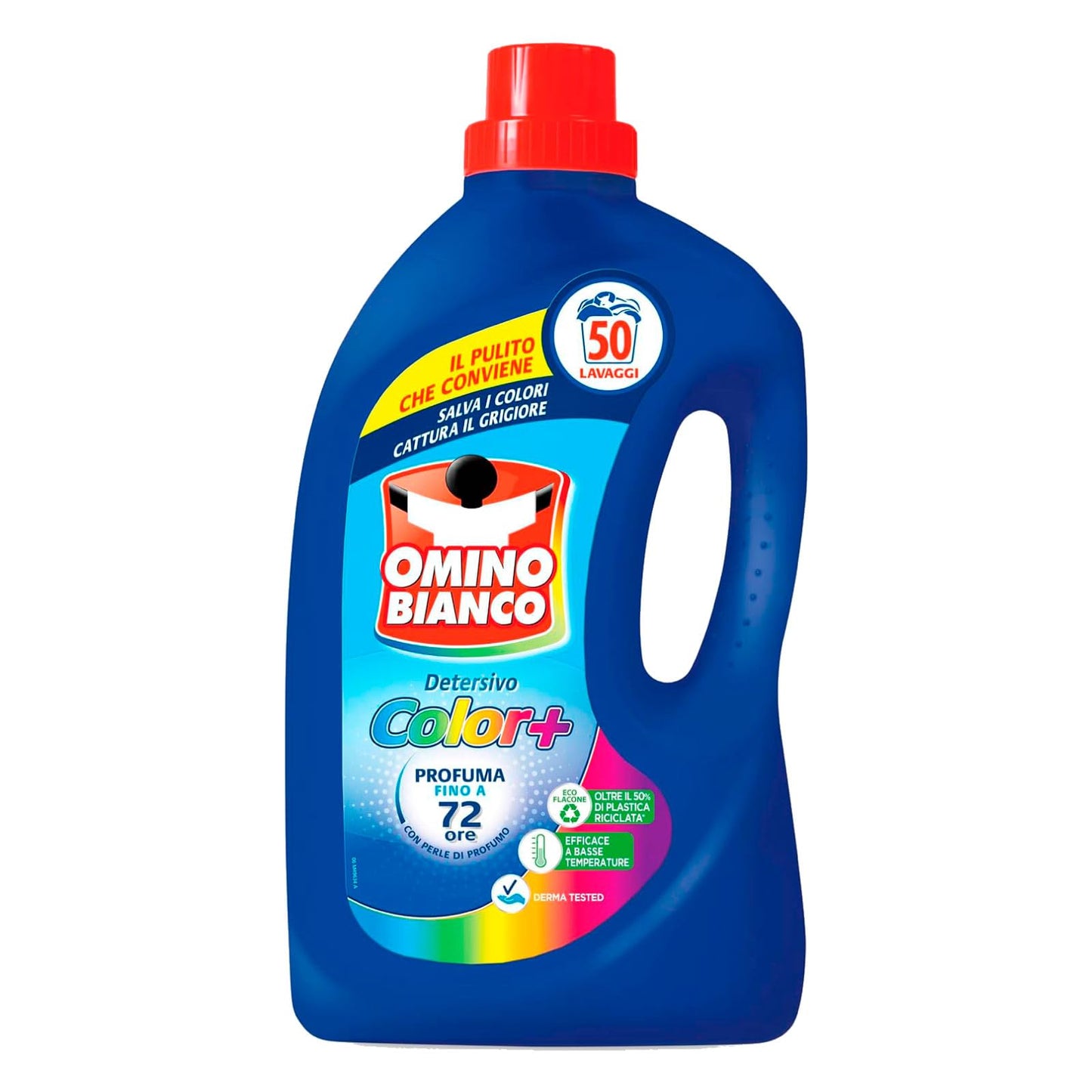 Omino Bianco - Detersivo Lavatrice Liquido Color+ Specifico per Capi Colorati Tecnologia Salva i Colori e Cattura il Grigiore 50 Lavaggi 2L - 5 Flaconi