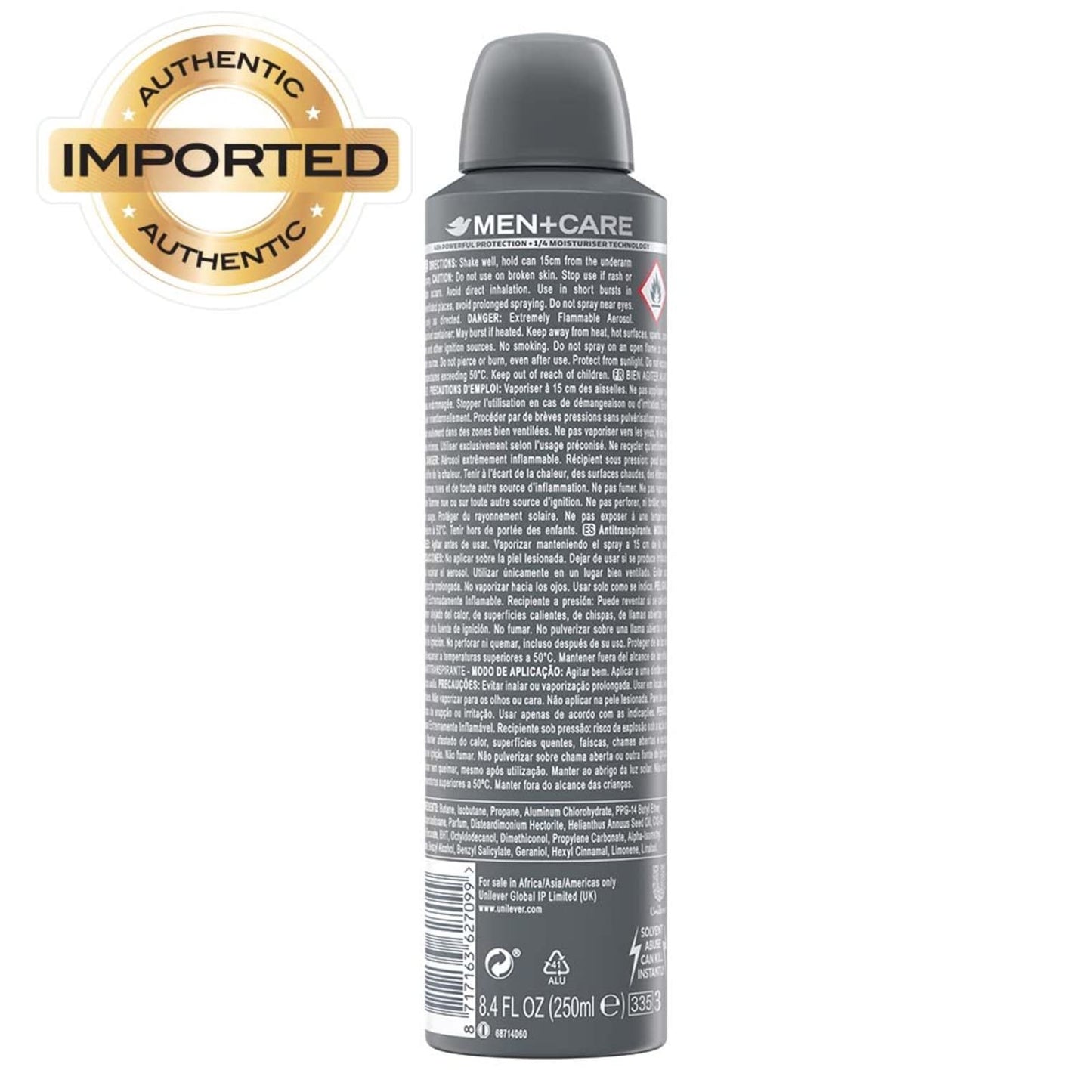 Dove Men+care Sport Active Spray, 250 Millilitro