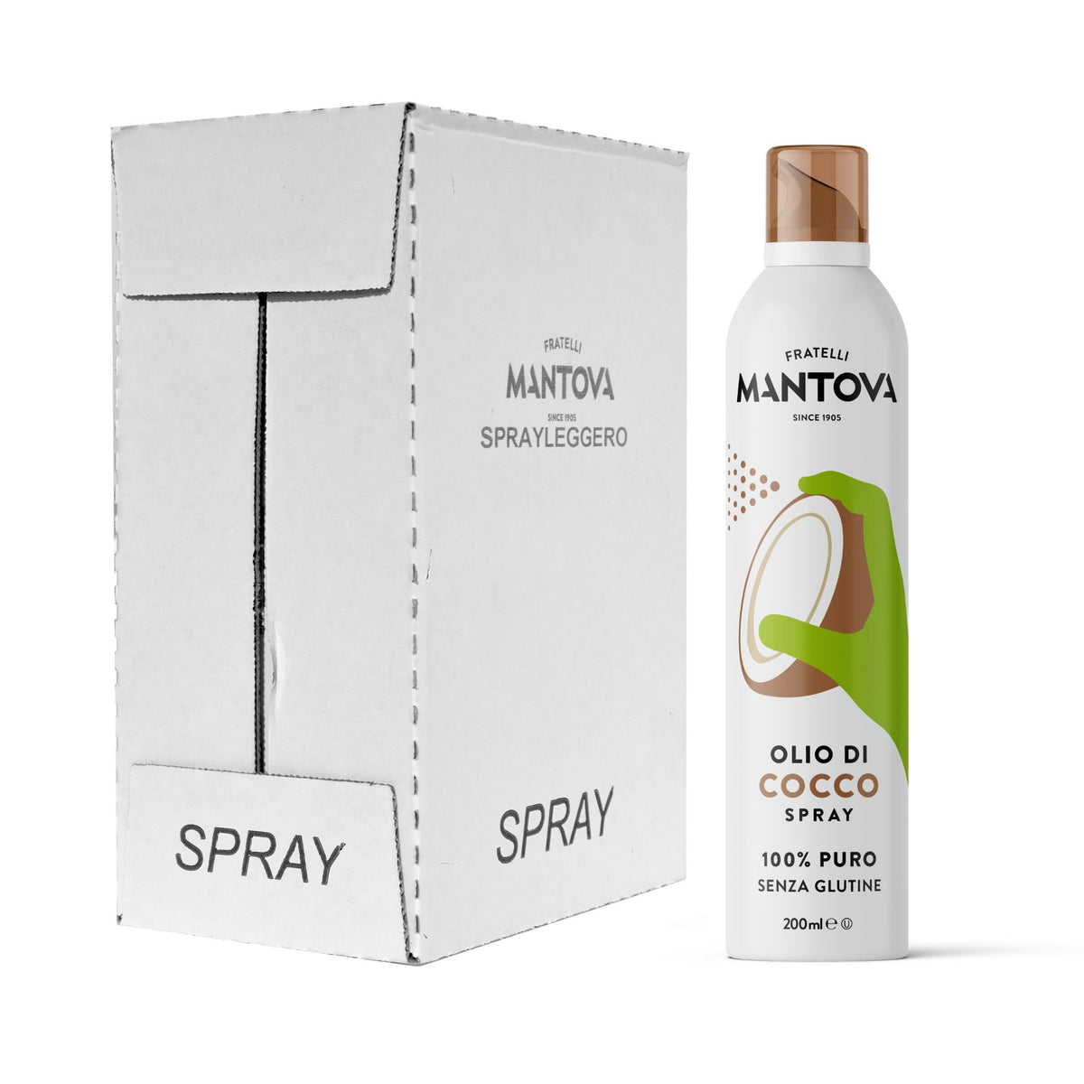 Olio di Cocco Spray 6X200ml - Olio Spray nutraceutico – Salute & Benessere - Sprayleggero – 100% Naturale,100% Leggero, 100% Facile - Con lo spray risparmi fino al 90% di prodotto