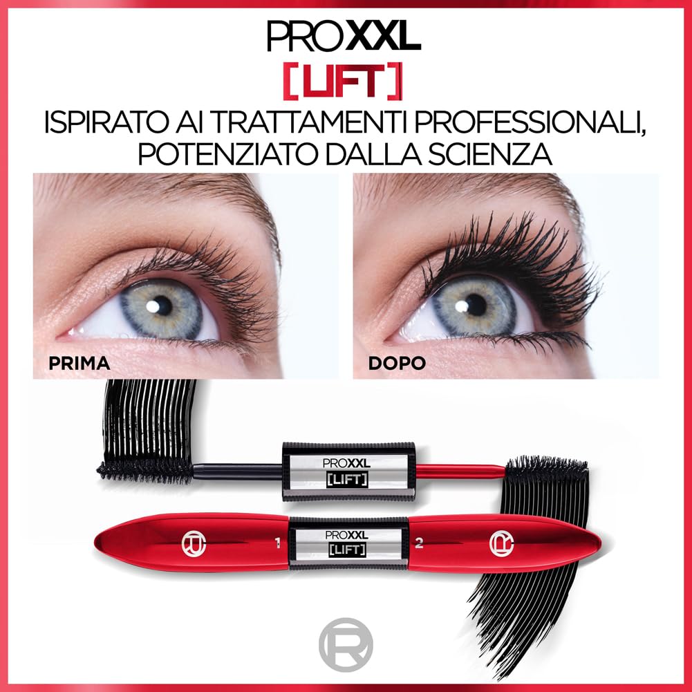 L'Oréal Paris Mascara Pro XXL Lift, Per Ciglia Effetto Laminazione, Incurva e Solleva, Risultato Fino a 24H a Prova di Sbavatura e No Trasfer, Formula Arricchita con Pro-Keratina, 12 ml