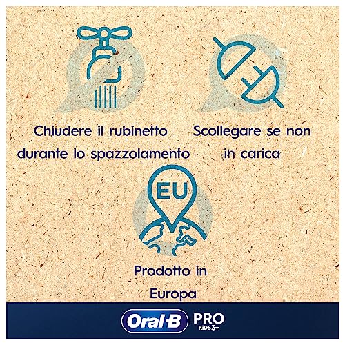 Oral-B Spazzolino Elettrico Ricaricabile Pro Kids Frozen, 1 Testina, per Bambini da 3 Anni in Su, 1 Spazzolino