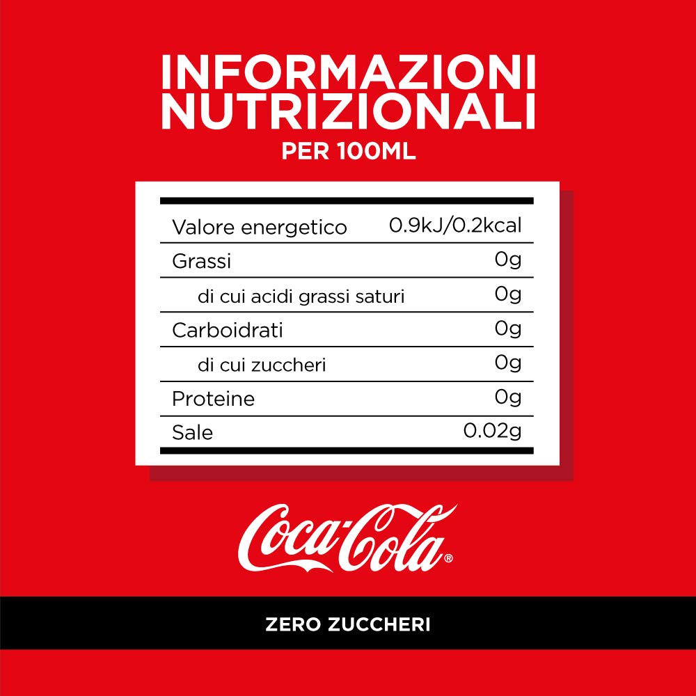 Coca Cola Zero Zuccheri, Formato Convenienza Da Frigo, Tutto il Gusto della Formula Coca-Cola Senza Calorie, Lattina 100% riciclabile - 10 lattine da 330 ml