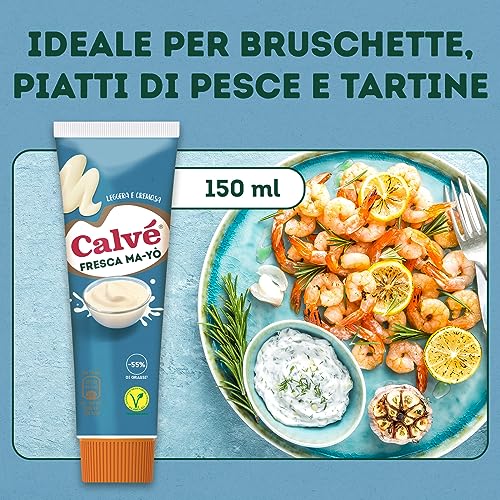 Calvé Maionese Fresca Ma-Yò, Maionese con Yogurt Magro e il 55% in Meno di Grassi*, Ideale per Insalate di Riso, Patate Fredde e Insalatone, Senza Conservanti, Vegetariano