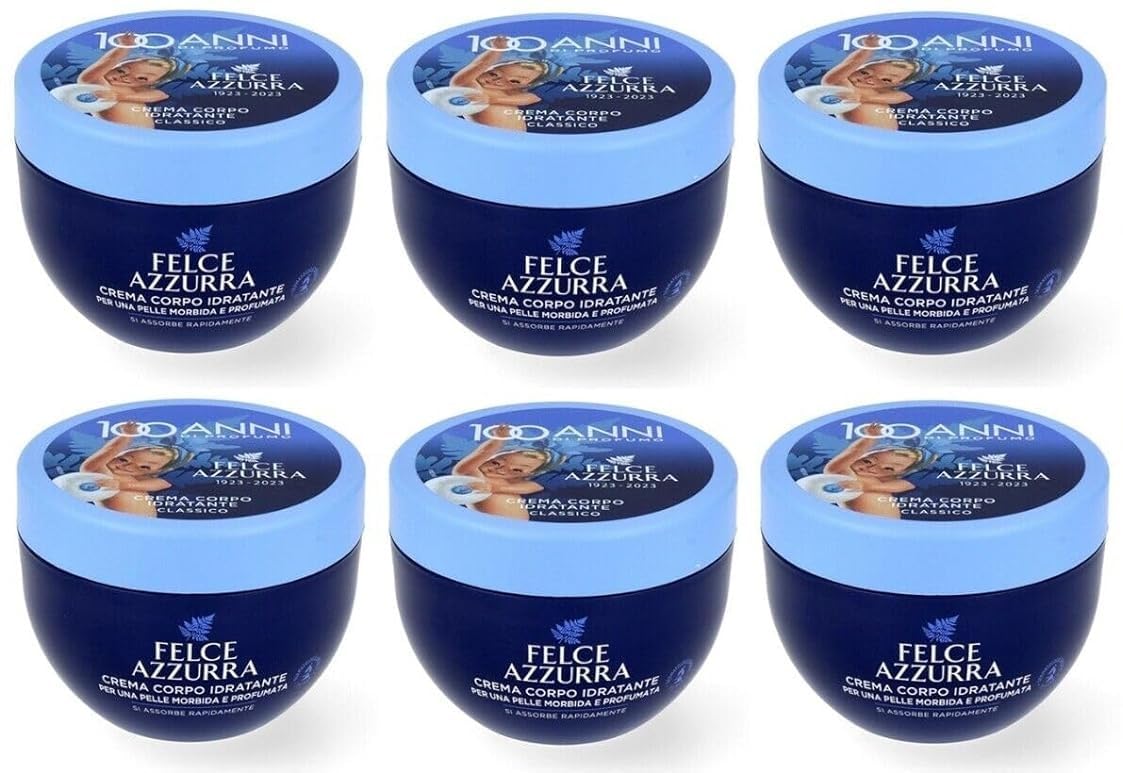 Confezione da 6 PAGLIERI Felce Azzurra Crema Corpo Idratante 250ml