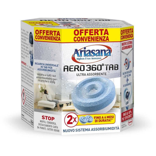 ARIASANA Aero 360° Tab assorbiodore neutro in confezione da 2 ricariche 450 gr. 2025085 Henkel