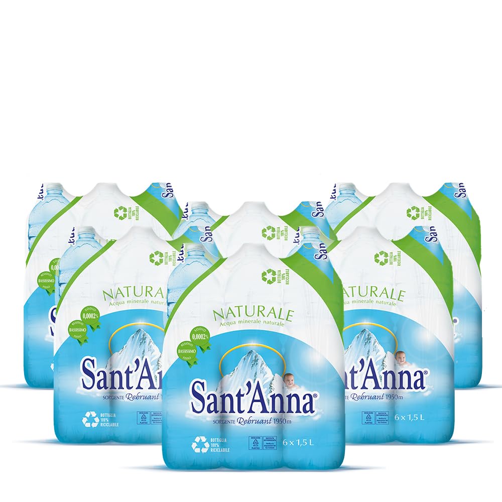 Acqua Sant'Anna Naturale 1,5L | Pack 36 Bottiglie | Acqua Minerale Oligominerale, Minimamente Mineralizzata| Fonte Alpina, Idratante e Leggera