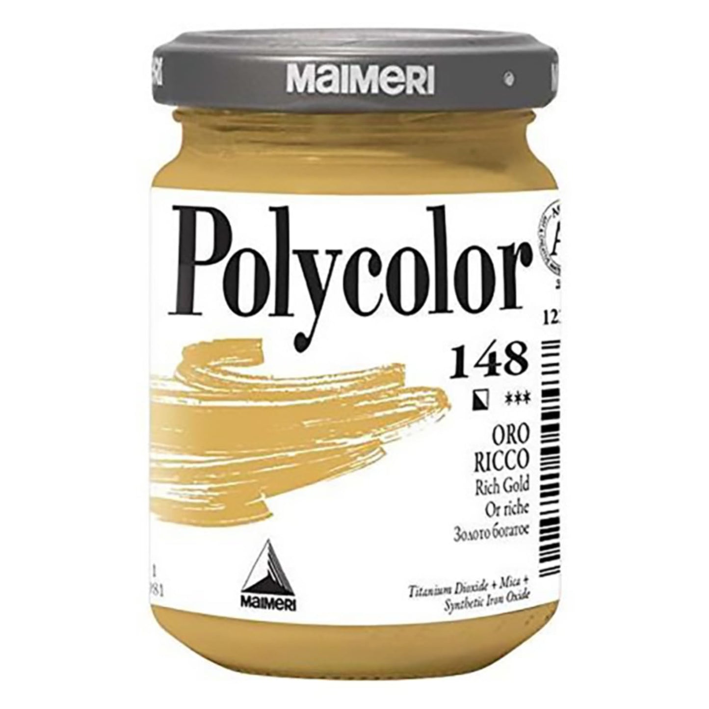 Maimeri M1220148 140ml Glass jar Gold acrylic paint - Acrylic Paints (Gold, Rich Gold, AP, 140 ml, Glass jar, 173 mm)