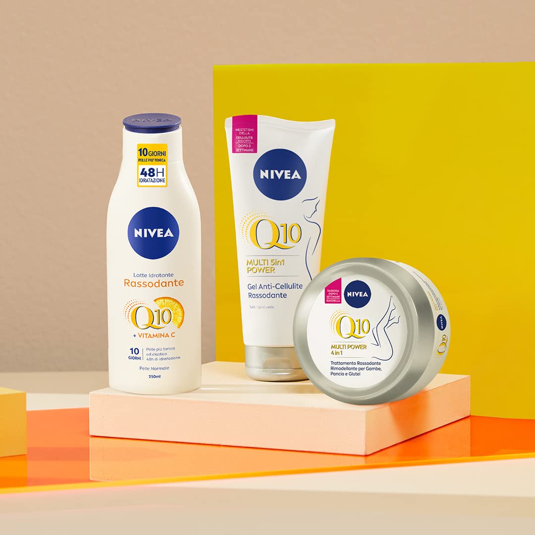 NIVEA Q10 Multipower 4in1 Crema Corpo Tonificante e Idratante 24h Trattamento Rassodante Rimodellante per Gambe Pancia e Glutei con Coenzima Q10 ed Estratto di Soia - 2 Barattoli da 300ml