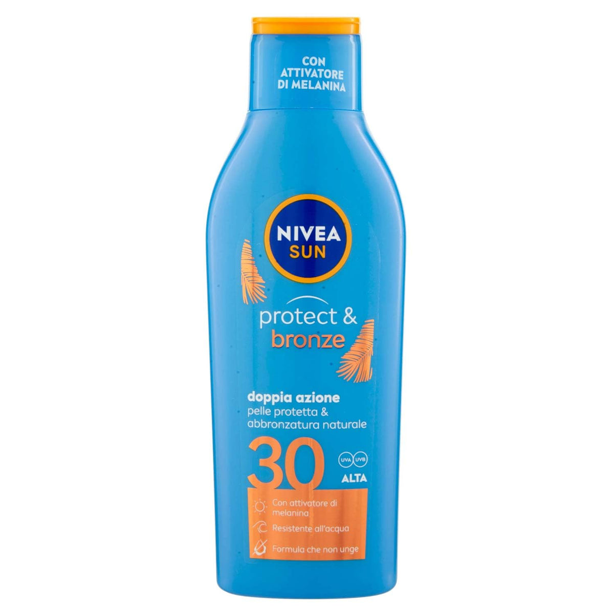 Nivea Sun Protect & Bronze Latte Solare con Attivatore di Melanina, FP30, Protezione Alta - 200 ml