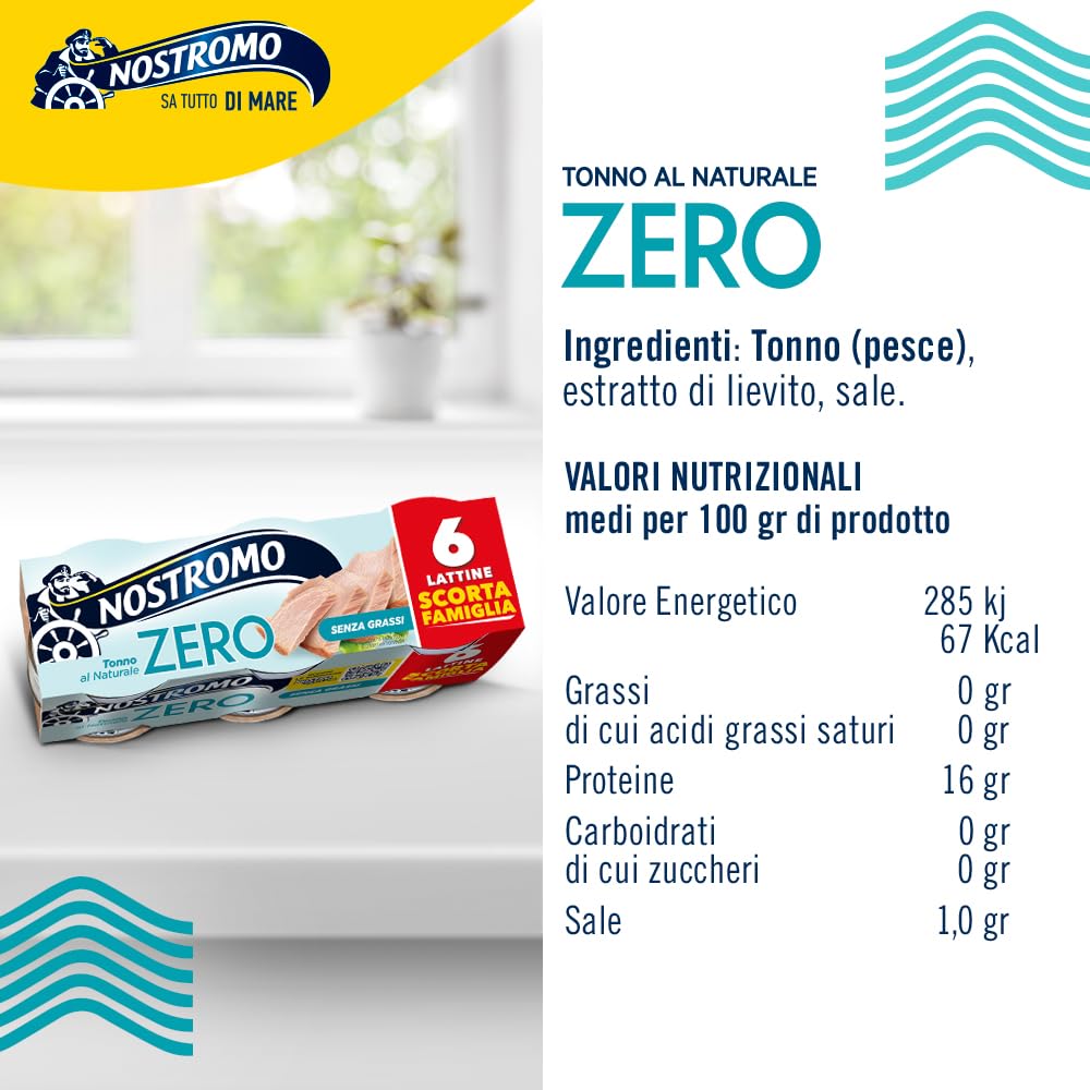 Nostromo - Tonno al naturale, 60 lattine da 65 gr. Formato scorta da 10 confezioni. Zero grassi, già sgocciolato, pronto da gustare.