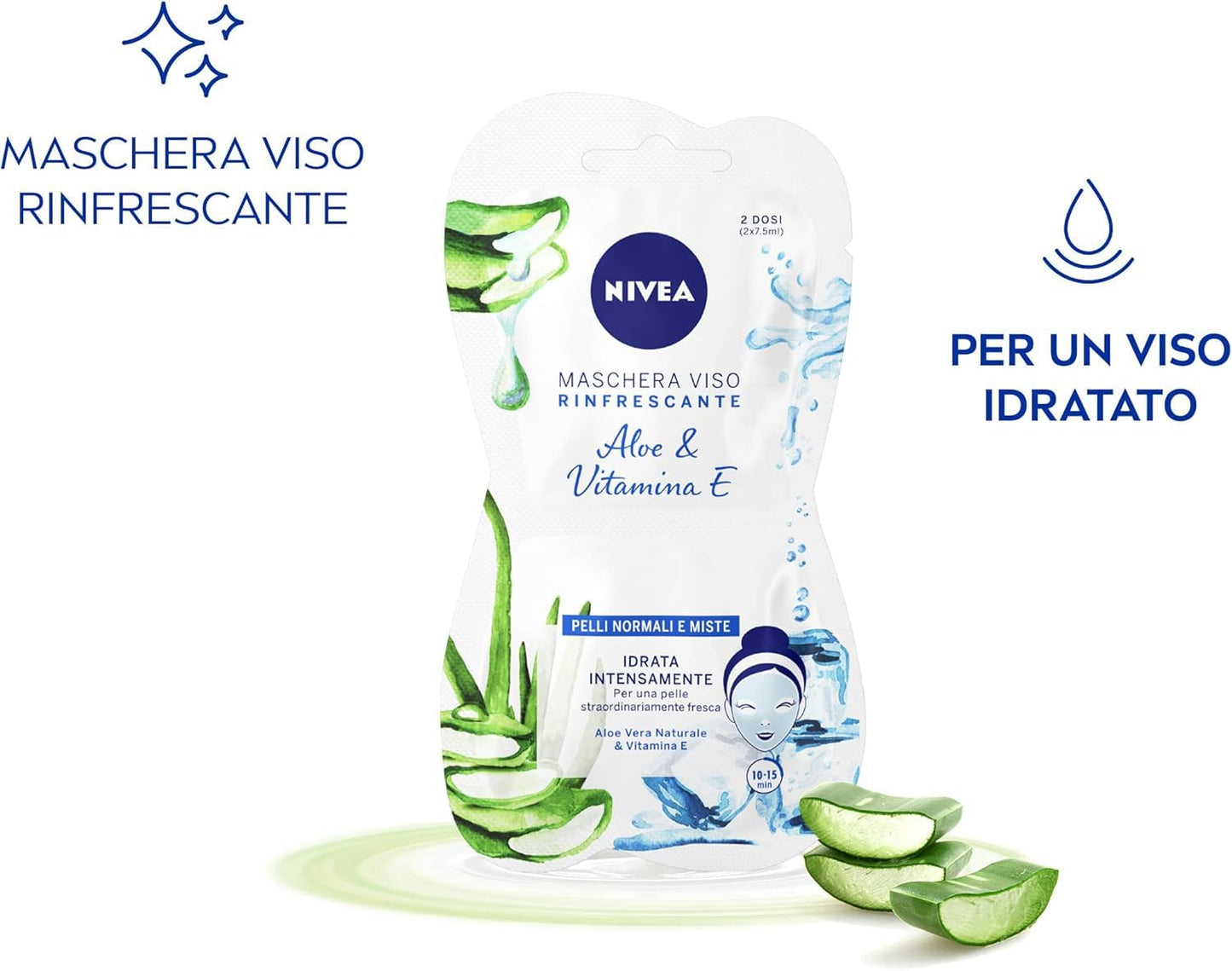 NIVEA Maschera Idratante Rinfrescante Viso, Pelli Normali a Miste, 3 Confezioni 15 ml