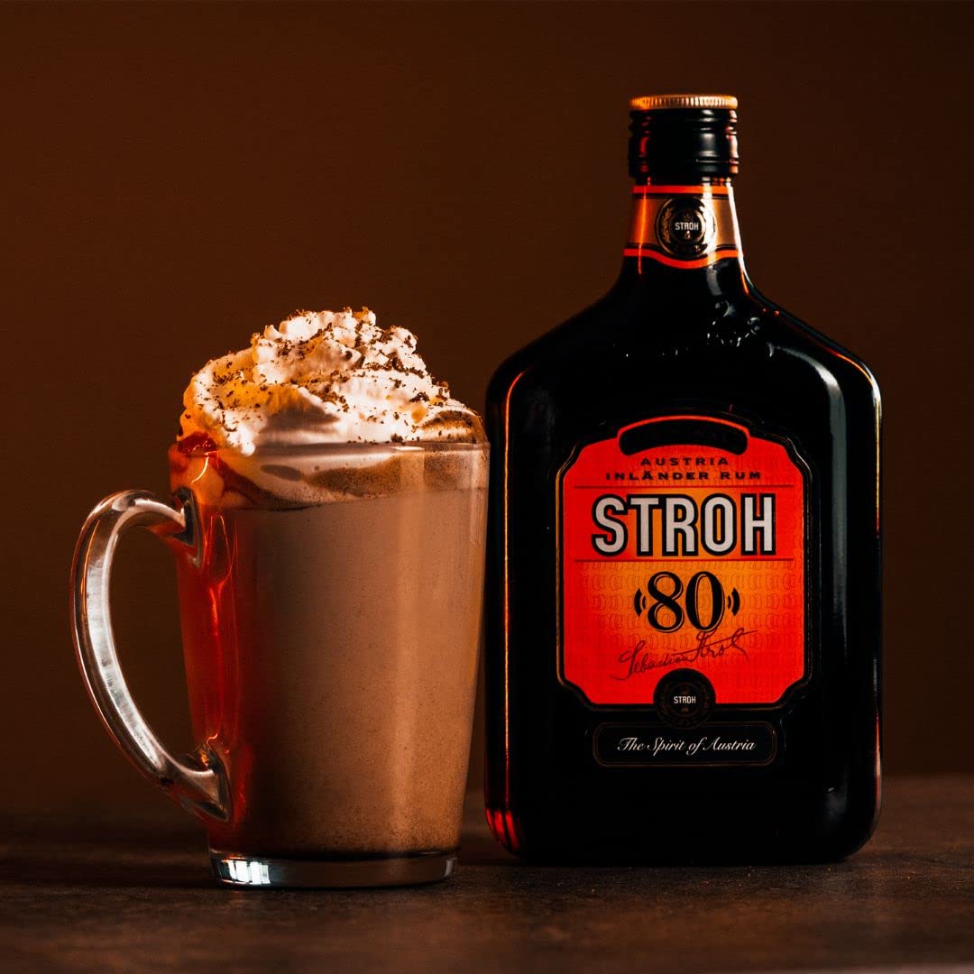 RUM STROH 80 Austria Inlander Rum 70 cl,Original STROH Inländer Rum,essenza di rum per tradizione culinaria e panificatrice austriaca in pasticcini, torte e dessert ed moderni Cocktails