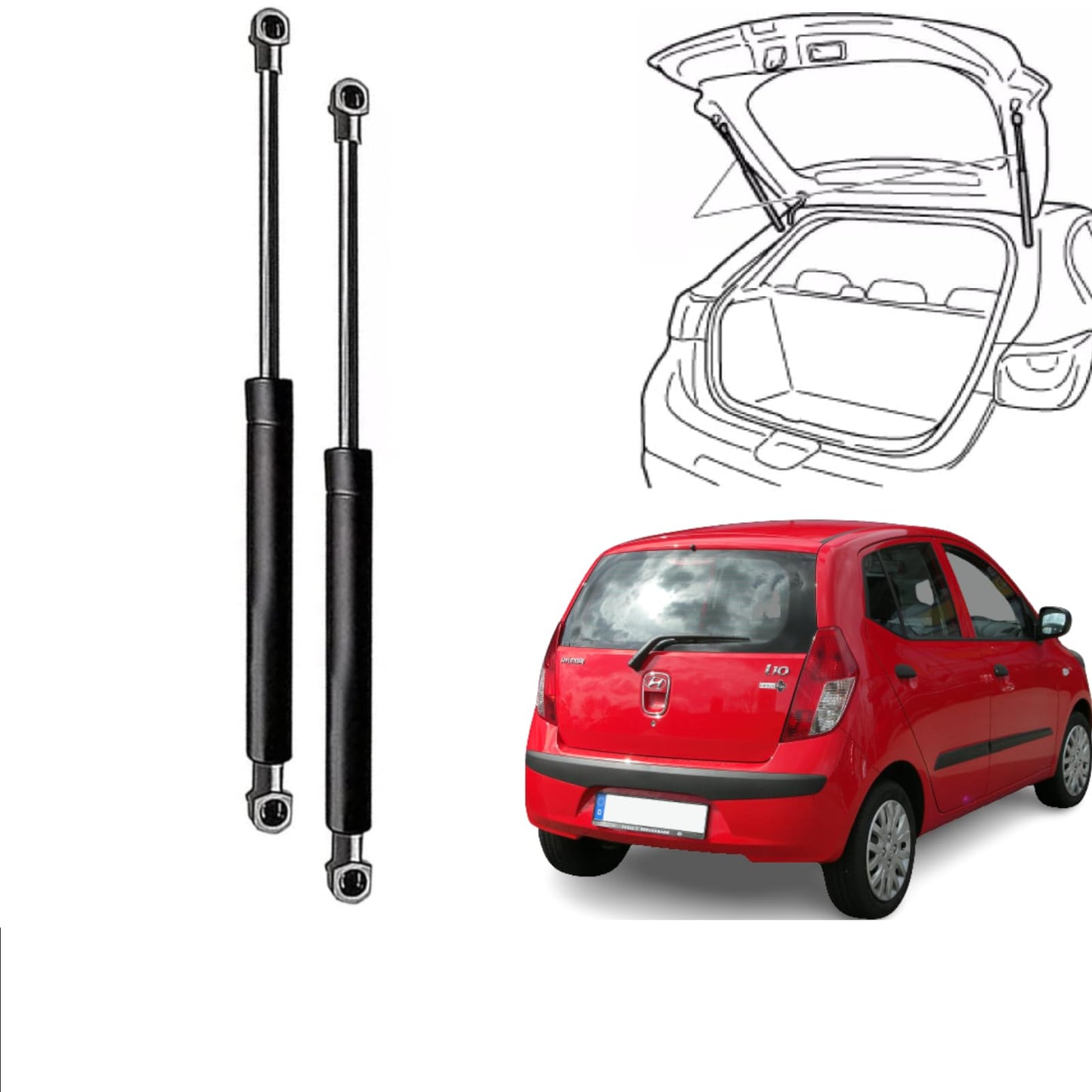 CG94 COPPIA MOLLA A GAS COMPATIBILE HYU_NDAI I10 2008-2011 (L=465 -S=165 - F=360)