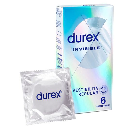 Durex Invisible Preservativi Ultra Sottili ad Alta Sensibilità, 6 Profilattici