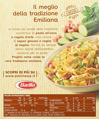 Barilla Le Emiliane Garganelli all' Uovo con Uova Fresche, Pasta dalla Sfoglia Porosa e Delicata, 250g