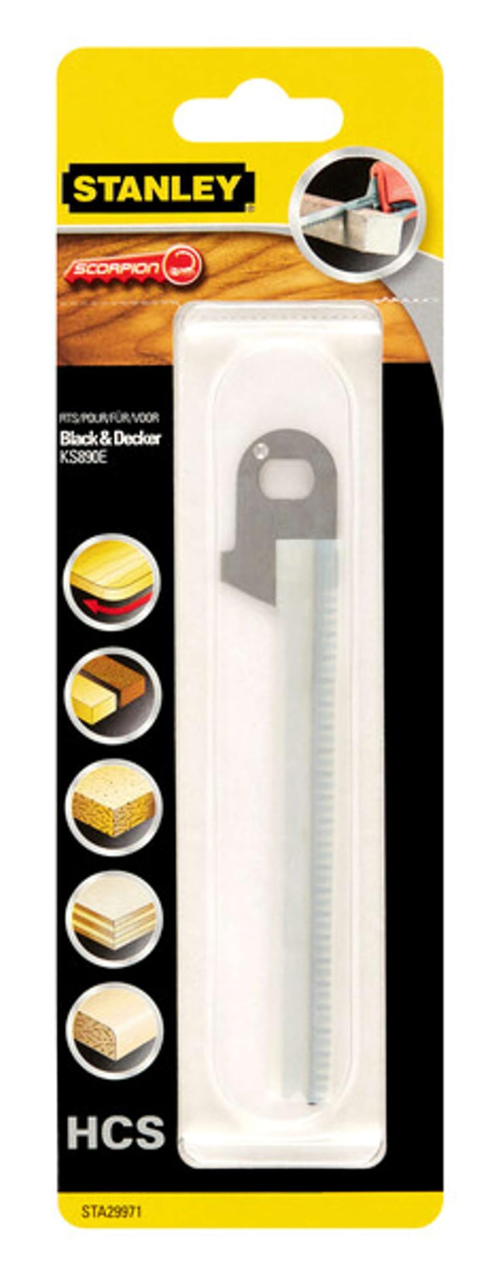 STANLEY STA29971-XJ Lama per tagli curvi o sagomati su legno, plastica e materiali simili (KS890-KS880)